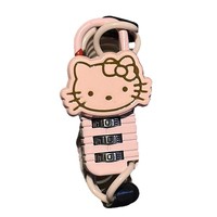 Cadenas à combinaison portable pour casque de vélo et trottinette, câble en acier de 0,5 m, code réinitialisable, léger (39g) avec motif chat mignon