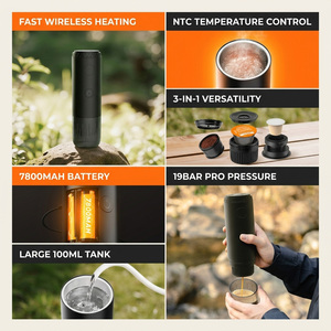 Machine à café portable 3-en-1 personnalisée en gros, 20 bars, 12V/<span class=keywords><strong>24V</strong></span>, 7800 mAh, pour capsules et café moulu - Product Image 2