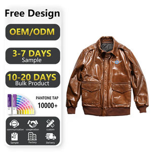 Veste aviateur en cuir de vachette ciré | Manteau court d'inspiration militaire | Renfort de point de verrouillage - Product Image 1