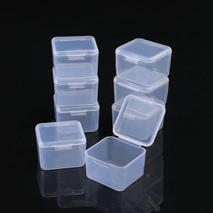 <b>Small</b> Square Plastic Storage <b>Box</b> 3.5x3.5x2.5cm Transparent PP Covered Desktop Organizer Case for Earplugs and <b>Small</b> Items - Product Image 2