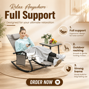 Hot <strong>Sale</strong> Outdoor Leisure Steel Frame Rocking <strong>Chair</strong> <strong>Garden</strong> Single <strong>Recliner</strong> <strong>Chair</strong> - Product Image 3