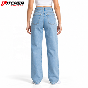 Jeans de mezclilla personalizados para mujer, cintura alta, corte acampanado, proveedor mayorista para minoristas de moda estadounidenses, pedidos al por mayor - Product Image 3