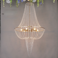 Lustre de mariage, décoration de mariage, rideau de perles en cristal et métal doré, luminaire de plafond pour mariage