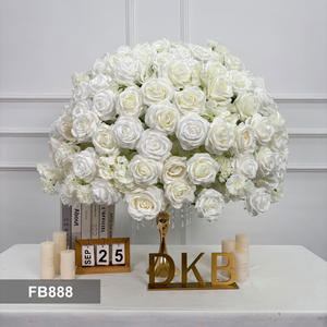 Bola <span class=keywords><strong>de</strong></span> Flores Artificiales Personalizada al por Mayor para Decoración <span class=keywords><strong>de</strong></span> Eventos, Bola <span class=keywords><strong>de</strong></span> Flores <span class=keywords><strong>de</strong></span> 80 cm <span class=keywords><strong>con</strong></span> Rosas Blancas, <span class=keywords><strong>Hortensias</strong></span> y Flores Beige, <span class=keywords><strong>Centros</strong></span> <span class=keywords><strong>de</strong></span> Mesa - Product Image 3