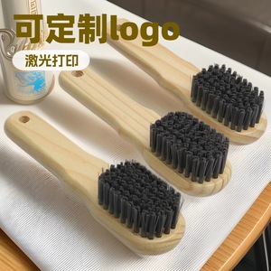 Cepillo para zapatos con mango de madera, cerdas rígidas de nailon, cepillo de limpieza multifuncional para zapatos, suelo, ropa, uso doméstico - Product Image 5