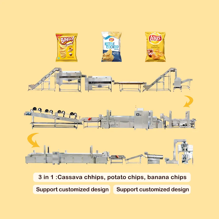 Linha de processamento de máquina, tca de batatas fritas totalmente automáticas