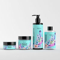 Emballage cosmétique personnalisé - Flacon pompe en plastique noir de 300 ml - Flacon rond en plastique transparent de 250 ml - Pots à crème transparents de 100 g et 200 g