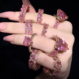 Anillos de eternidad de Plata de Ley 925, piedras preciosas de Zirconia rosa, joyería de estilo Vintage para mujeres y niñas para Aniversario de fiesta de boda - Product Image 2