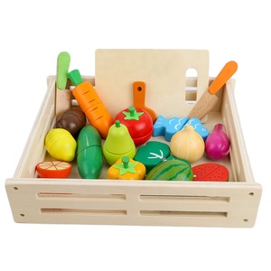 Set da <span class=keywords><strong>Cucina</strong></span> Montessori Educativo per Bambini, Giocattoli in Legno per Tagliare Frutta e Verdura, Conforme EN71 - Product Image 1