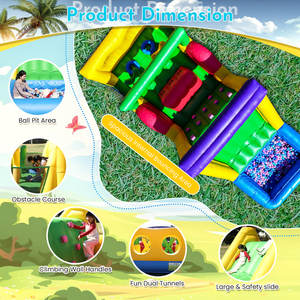 <span class=keywords><strong>Maison</strong></span> Gonflable Colorée avec Toboggan et <span class=keywords><strong>Piscine</strong></span> à Jets, Qualité Commerciale, Défi Interactif pour Enfants, Idéale pour Fêtes Estivales et Locations d'Événements - Product Image 5