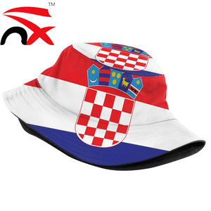 Casquette de seau à imprimé numérique personnalisé, drapeau de la Croatie, polyester, pour adultes, fans de football, casquettes de drapeau national de la Croatie, vente chaude - Product Image 1
