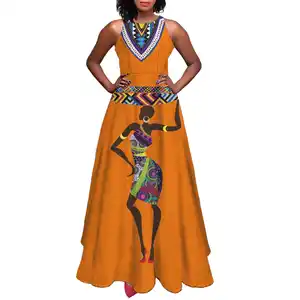 Zomer Feest Mode Elegante Afrikaanse Print Maxi Ethiopische Jurk Traditionele Vrouwen Vintage
