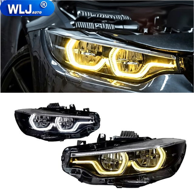 WLJ New Dual Color 24V LED Headlight Assembly for 4 Series F32 13-20 Upgrade High Config DRL Dynamic Turn Signal Projector