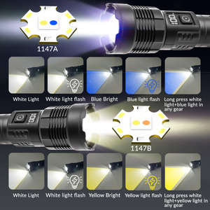 Siêu Sáng Đèn Pin 5 Chế độ Kép 30W LED Trắng Vàng Ánh Sáng Màu Xanh Kỹ Thuật Số Điện Hiển Thị <span class=keywords><strong>Torch</strong></span> 4500 Lumens Ngoài Trời Ánh Sáng Đèn <span class=keywords><strong>Flash</strong></span> - Product Image 5