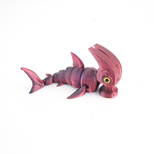 Modèle de requin mignon à tête de marteau imprimé en 3D, jouet avec yeux artificiels mobiles, inspiré du thème Océan Glacé, assemblage requis - Product Image 3