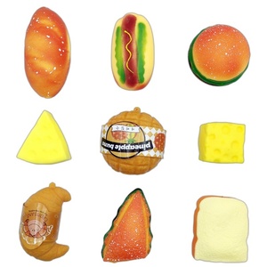 Jouet à décompresser en forme de pain ananas, croissant, burger, pain au fromage, simulation alimentaire créative, en matériau TPR, interactif - Product Image 1
