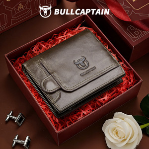 BULLCAPTAIN <b>Mens</b> Genuine Leather Blocking RFID <b>Wallet</b> Bifold Money Credit Card Holder Purse <b>Wallet</b> <b>for</b> Man Zipper Coin Purse - Product Image 6