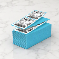 Stiker Label Transfer Termal, Printer Label Pengiriman, Latar Belakang Biru dan Latar Belakang Putih, 100x150mm, Spesifikasi Kustom