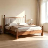 Base de Cama Individual de Madera de Fresno Duradera y Ecológica, Estilo Moderno de Mediados de Siglo, con Cabecero Tapizado en Tela y Diseño a Rayas, Ideal para Apartamentos