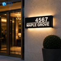 Plaque de numéro d'adresse LED extérieure personnalisée OEM, étanche et lumineuse, pour appartement, hôtel et développement de villas