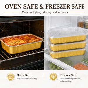Conteneur alimentaire jetable en aluminium épais de 580 ml, de qualité alimentaire, rectangulaire, pour barbecue, à emporter, boîte à lunch dorée en aluminium pour restaurant - Product Image 4