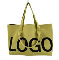 Sac fourre-tout en polyester tricoté avec logo personnalisé, grande capacité, durable, couleur unie, sac portable, directement de l'usine