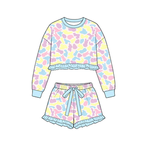 Conjuntos de Ropa para Niños al por Mayor, Conjunto de Shorts con Volantes de Conejito de Pascua para Niñas, Ropa a Juego para Niños - Product Image 5