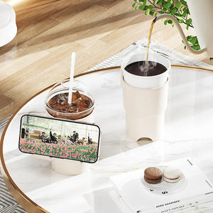 Support de téléphone de bureau transfrontalier en plastique rond avec porte-gobelet et grande ouverture, organisateur de rangement multifonctionnel - Product Image 1