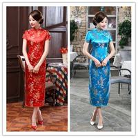Robe longue Cheongsam classique chinoise Dragon Phénix, grande taille, élégante, pour banquet, costume de spectacle, vente en gros OEM