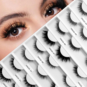 Grosir Pabrik Bulu Mata Strip 3D Sutra Alami Bulu Mata Palsu Tipis Vegan 10 Pasang Set Bulu Mata Faux Mink Kotak Bulu Mata Custom - Product Image 1