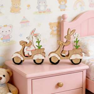 Nuevo Adorno de Madera Ecológico con Diseño de Conejito de Pascua en Bicicleta, Impreso en <span class=keywords><strong>3D</strong></span>, para Decoración del Hogar - Product Image 2