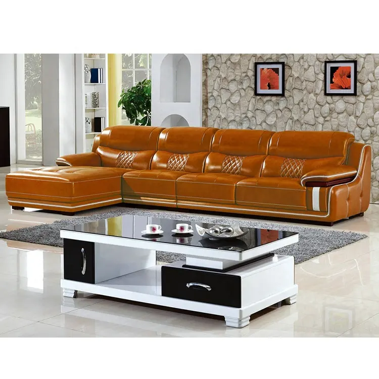 Braun farbe wohnzimmer möbel L form 1 + 3 + chaise günstige pu lawson sofa (B13)
