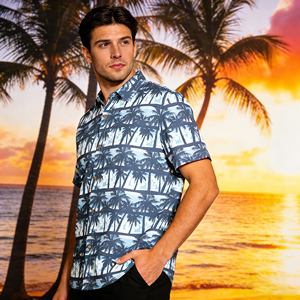 Chemise hawaïenne pour <span class=keywords><strong>homme</strong></span> à manches courtes, imprimée, boutonnée, pour <span class=keywords><strong>la</strong></span> plage en été - Product Image 1