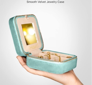 Organisateur de bijoux de voyage en velours bleu vert avec miroir, articles préférés, meilleurs cadeaux - Product Image 2