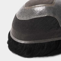 Prothèse capillaire HS27P durable en dentelle naturelle fine avec base en mono et gaze de peau, en cheveux humains, pour systèmes capillaires masculins