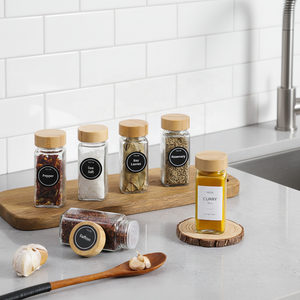 <span class=keywords><strong>Set</strong></span> di Barattoli per Spezie all'Ingrosso di Alta Qualità Moderni Contenitori per Condimenti da 4 Once con Coperchi in Bambù - Product Image 3