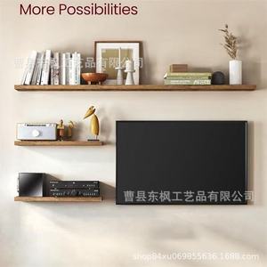 Wooden Wall Mounted Floating <b>Shelf</b> Rectangle Solid Wood Storage <b>Rack</b> For Living Room Home Decoration - Product Image 4