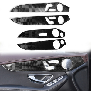 Pour Mercedes-Benz Classe C Classe GLC W205 2014-2020, garniture de panneau de porte intérieure en fibre de carbone véritable, accessoires intérieurs de voiture - Product Image 1