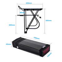 36V 48V 52V 17.5Ah 20Ah 24Ah 25Ah Batterie de vélo électrique rechargeable pour porte-bagages arrière Remplacement de la batterie lithium-ion pour vélo électrique Akku