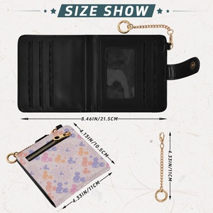 Famous Brands Designer Leather <b>RFID</b> <b>Blocking</b> Ladies Mini Coin Purse Credit Card Holder Short Women's <b>Wallet</b> with Keychain - Product Image 4