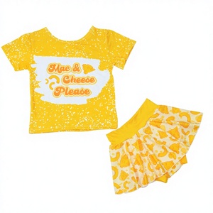 Conjunto de Dos Piezas para Niñas, Halloween, Camiseta de Manga Corta con Bolsillos, Impermeable y Transpirable, y Pantalones Cortos, Conjunto de Falda Corta para Bebés - Product Image 1
