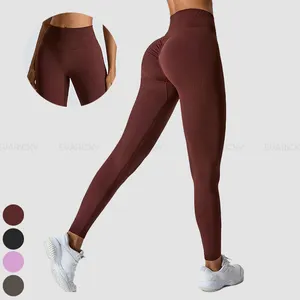 Celana Yoga ketat untuk wanita angkat bokong Label pribadi kustom celana Yoga ketat Gym 90 nilon 10 legging spandeks untuk legging lari atletik