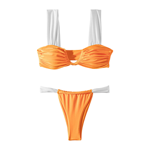 Conjunto de Bikini Metálico de 2 Piezas, Sedoso y Lujoso, Traje de Baño Brillante Personalizado para Mujer, Bikini de Playa - Product Image 1