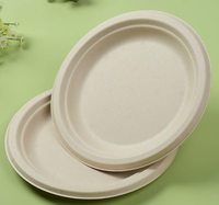Assiette ronde en bagasse de canne à sucre de 8,86 pouces, résistante à la graisse, compatible micro-ondes, compostable