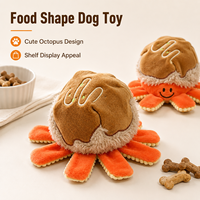 Jouet pour chien en forme de pieuvre avec balle couineuse en TPR et jouet puzzle en peluche en forme de nourriture pour petits chiens - Vente en gros