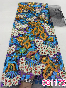 Sang Trọng Sequin Thêu Pháp Lưới Chất Liệu Ren Vải Chất Lượng Cao Châu Phi Vải Ren Cho Đám Cưới - Product Image 3