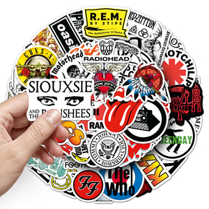 Pack de 56 autocollants classiques de groupes <span class=keywords><strong>rock</strong></span>, ACDC, Rolling Stones, Oasis, The <span class=keywords><strong>Clash</strong></span>, Black Sabbath, autocollants en vinyle découpés à la forme, imperméables - Product Image 6