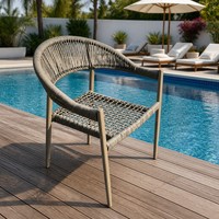 Chaises de salle à manger d'extérieur modernes empilables en aluminium avec cordes, confortables, imperméables et légères pour hôtel et patio
