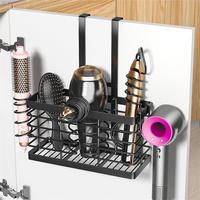Organisateur de salle de bain mural 3-en-1 réglable en hauteur pour outils capillaires, support de sèche-cheveux, à fixer au-dessus de la porte d'armoire