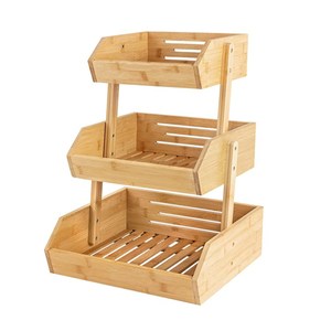 <span class=keywords><strong>Grand</strong></span> panier <span class=keywords><strong>de</strong></span> rangement pliable en bambou à 3 niveaux pour <span class=keywords><strong>fruits</strong></span> et légumes secs, idéal pour comptoir <span class=keywords><strong>de</strong></span> cuisine - Product Image 1